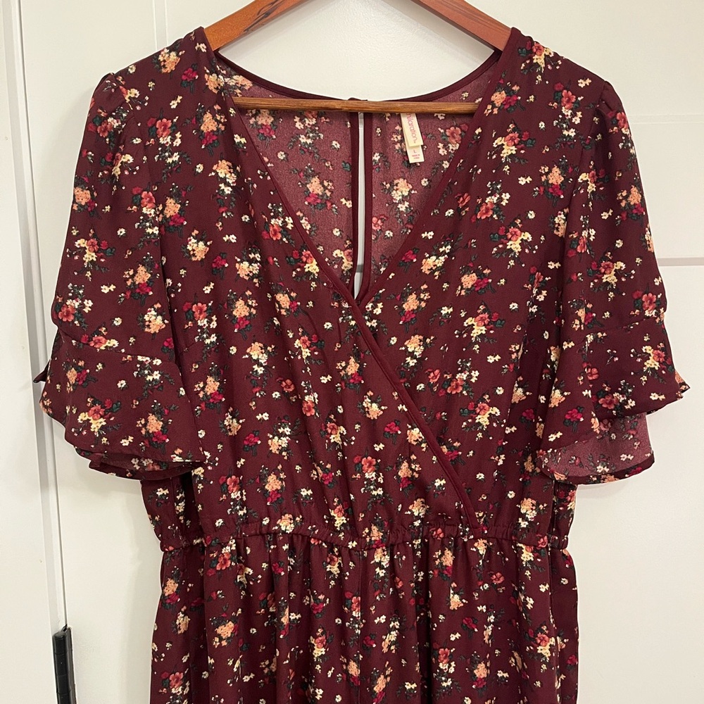 Burgundy Floral Jumpsuit